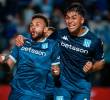 El delantero colombiano celebra uno de sus dos goles en la victoria de Racing como visitante ante Atlético Tucumán en el fútbol de Argentina. FOTO TOMADA X@RacingClub