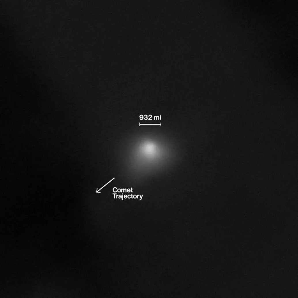 El cometa interestelar 3I/Atlas, analizado con el radiotelescopio ALMA tras su paso por el sistema solar en 2025. FOTO AFP