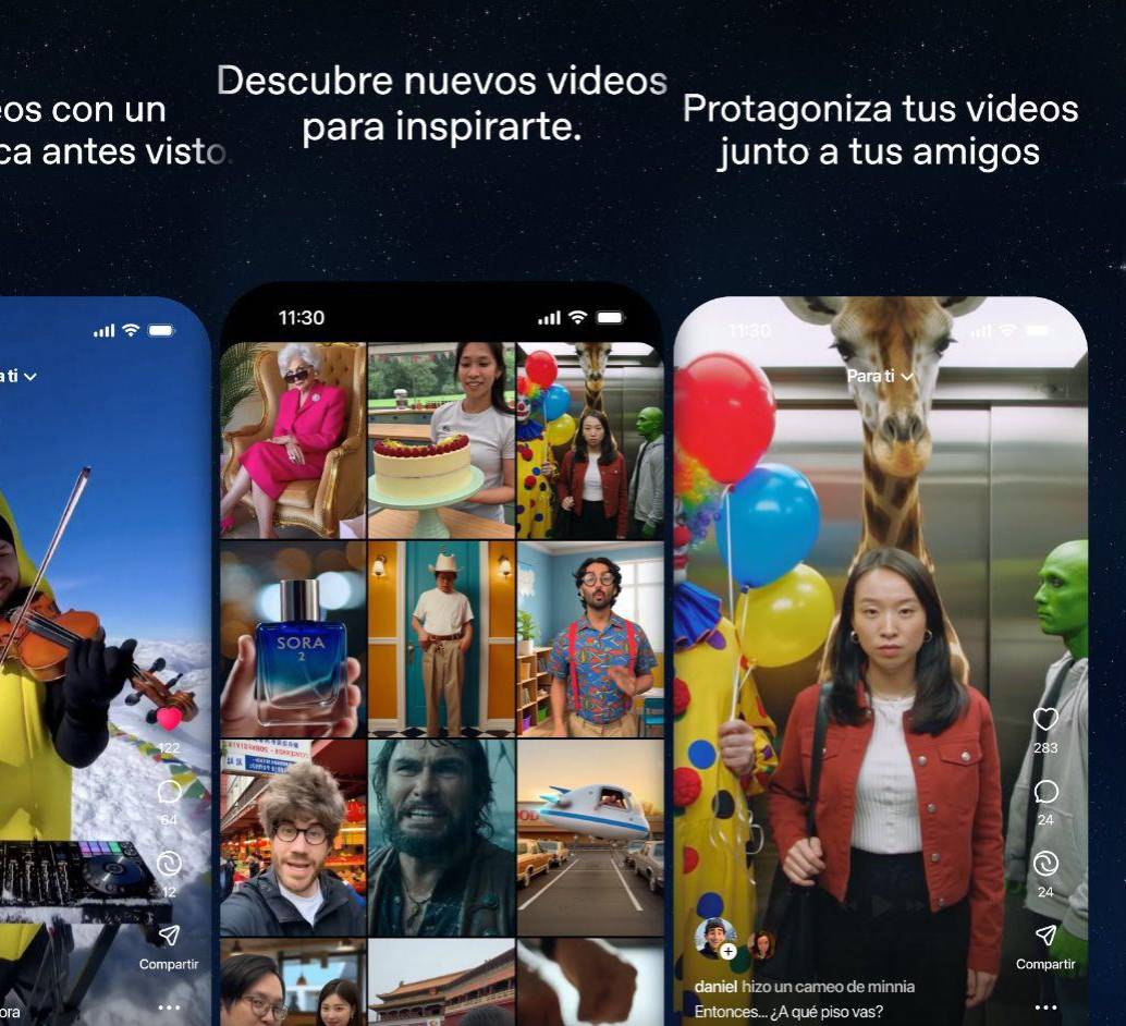 Sora permite generar y remixar videos a partir de texto, incorporando marcas de agua visibles e invisibles que certifican su origen en inteligencia artificial. FOTO cortesía