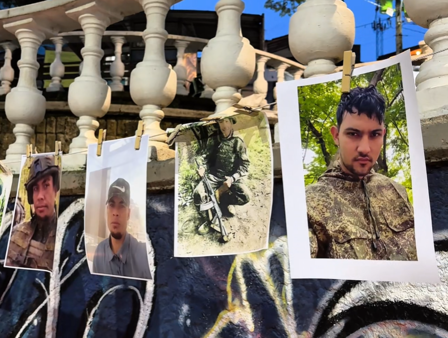 Con fotos y velas, en San Cristóbal pidieron ayuda para dar con el paradero de más de 30 jóvenes paisas desaparecidos en la guerra Rusia-Ucrania. Foto: cortesía.
