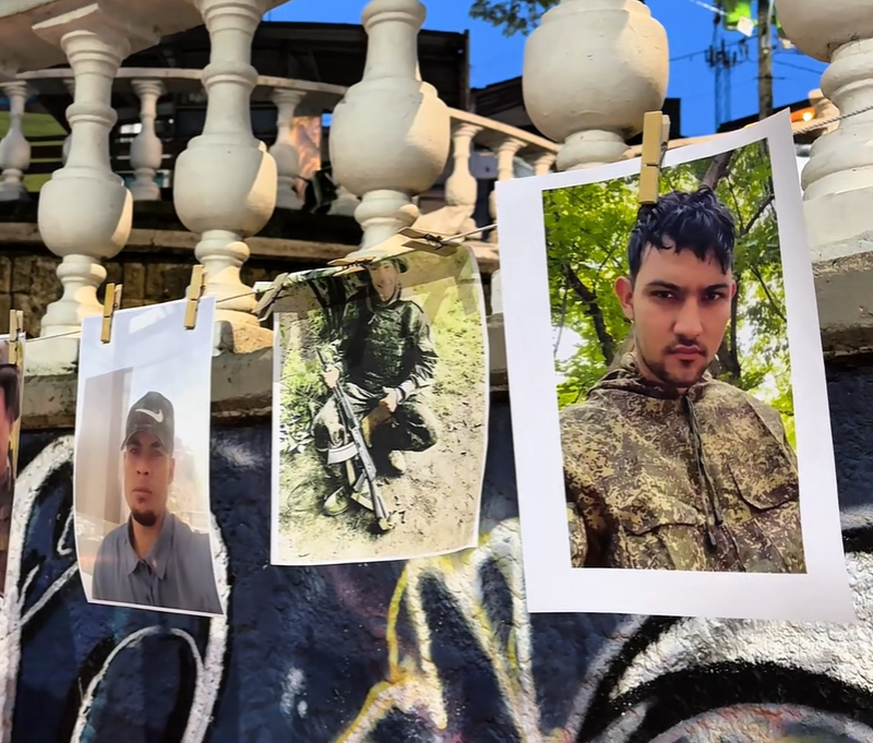 Con fotos y velas, en San Cristóbal pidieron ayuda para dar con el paradero de más de 30 jóvenes paisas desaparecidos en la guerra Rusia-Ucrania. Foto: cortesía.