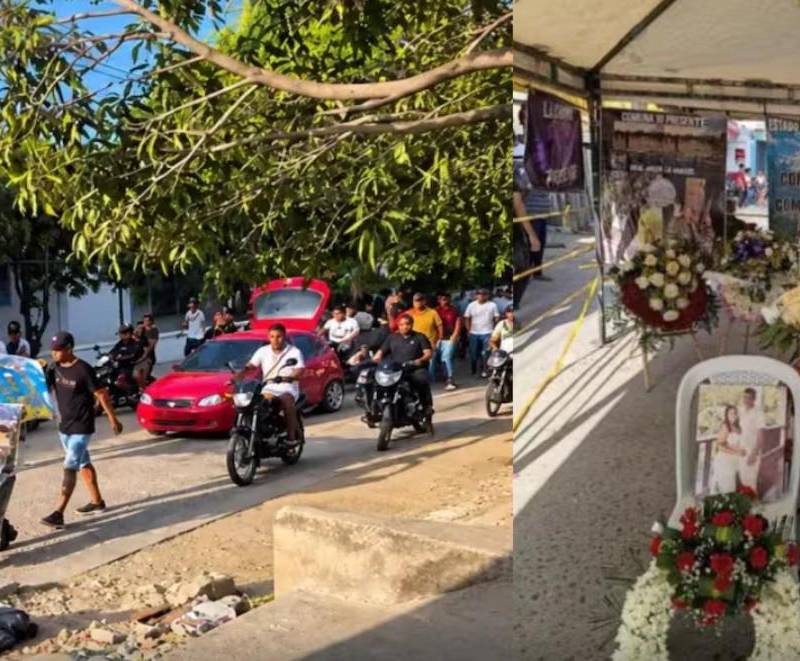 Con caravana de motos, pancartas y música popular, así fue recibido en Riohacha el cuerpo de alias ‘Bendito Menor’, mientras las autoridades reforzaron la seguridad. FOTO: Tomada de redes.