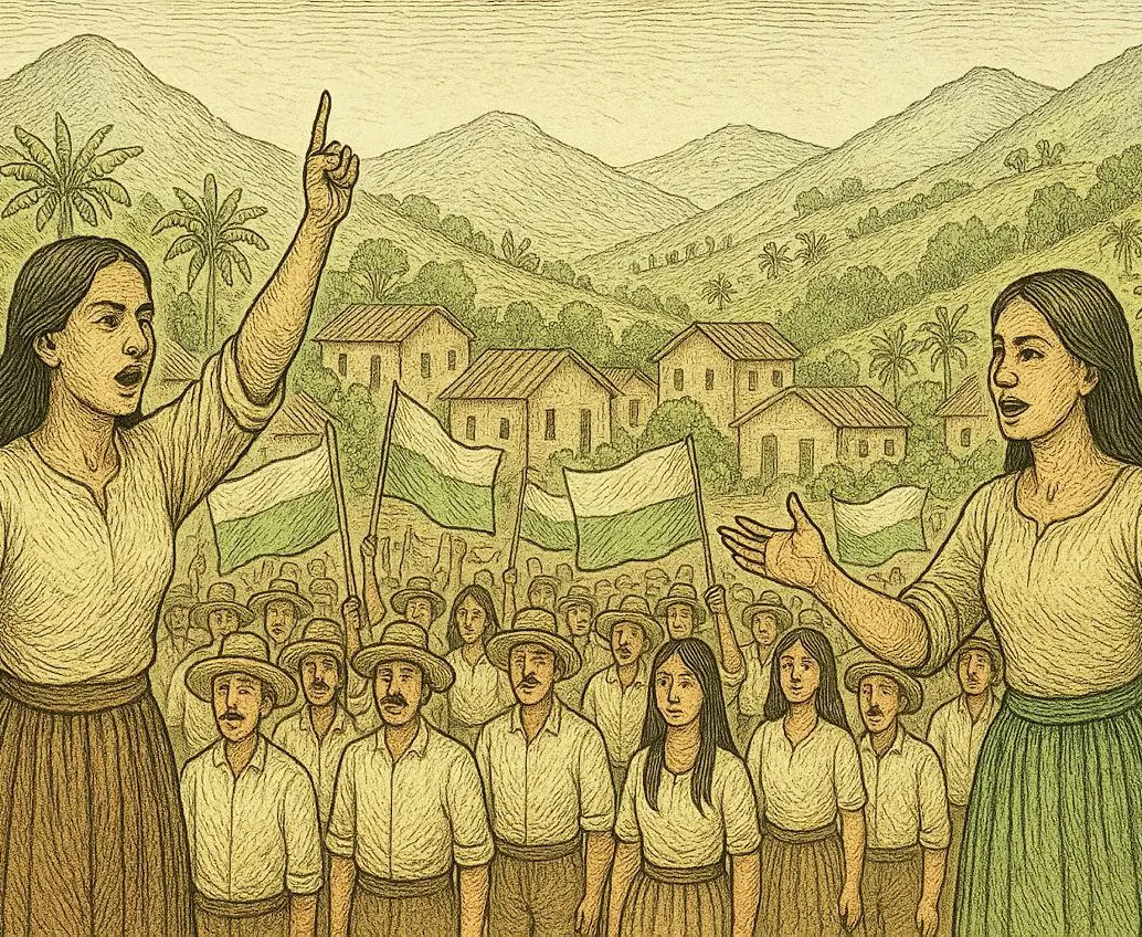 Representación de Ana de Castrillón y Rosalía Saldarriaga Vélez. IMAGEN GENERADA CON IA