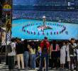 Con pantalla gigante en el barrio Santa Inés de Manrique, se disfrutó de la inauguración de la Copa Mundial de Fútbol 2026. FOTO Julio César Herrera.
