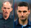 Los técnicos Thomas Tuchel y Lionel Scaloni son dos estilos diferentes que se miden en el Mundial de Norteamérica por el paso a la final. FOTO PANTALLAZO