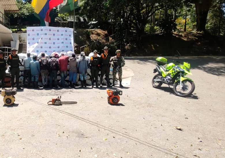 La policía capturó a siete personas, que podrían ser juzgadas por el delito de aprovechamiento ilícito de recursos naturales. FOTO: CORTESÍA POLICÍA