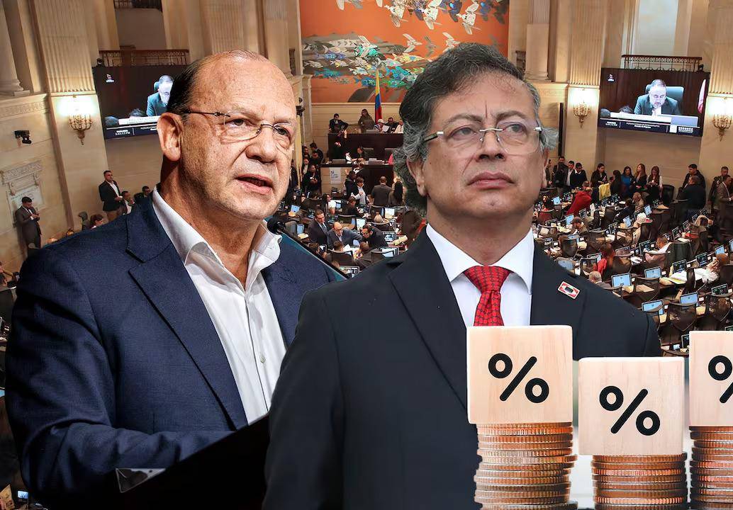 Germán Ávila, ministro de Hacienda; y Gustavo Petro, presidente de Colombia. FOTO: Presidencia y Colprensa.