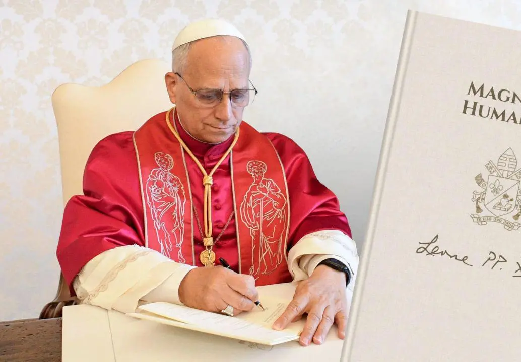 El papa León afirmó que la publicación de su primera encíclica será el 25 de mayo. FOTO: Vatican News.