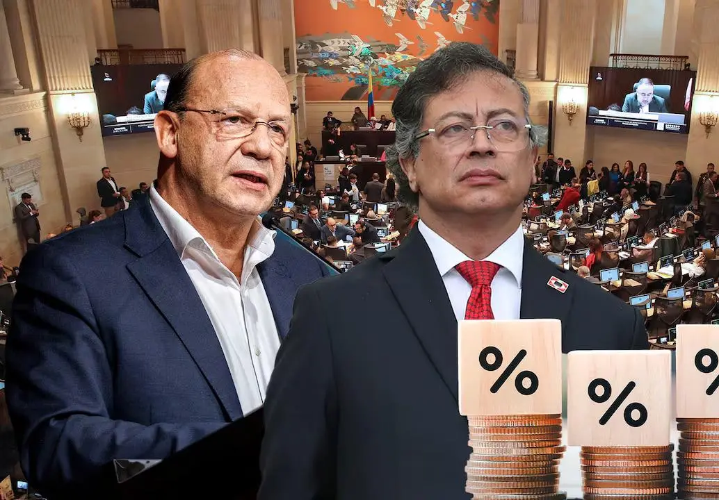 El ministro de Hacienda, Germán Ávila, llevó al Congreso la nueva reforma tributaria con la que el Gobierno quiere tapar un hueco fiscal de $26,3 billones en el presupuesto de 2026. FOTO: Presidencia, Colprensa y Getty.