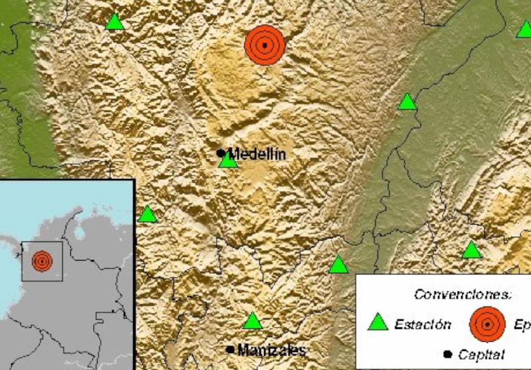 Un temblor se presentó en Antioquia durante la mañana de este domingo, 19 de mayo de 2024. Foto: tomada de X (antes Twitter) Servicio Geológico Colombiano.