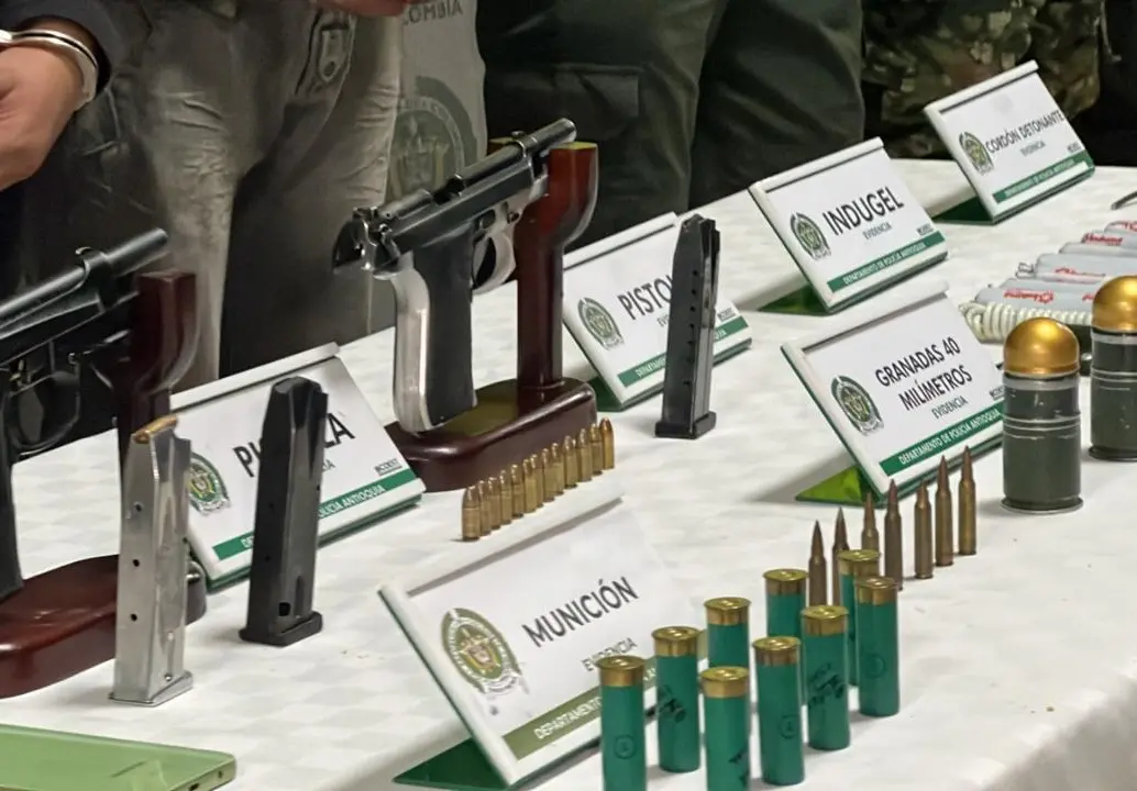 Armamento y munición incautada al Clan del Golfo. FOTO: Cortesía