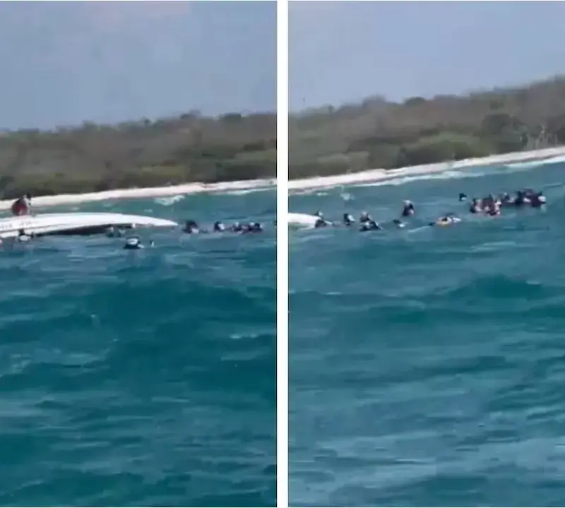 Momentos de tensión en Cartagena: rescatistas y otras embarcaciones auxiliaron a los turistas tras el naufragio cerca de las Islas del Rosario. Autoridades investigan las causas del accidente. FOTO: Redes sociales