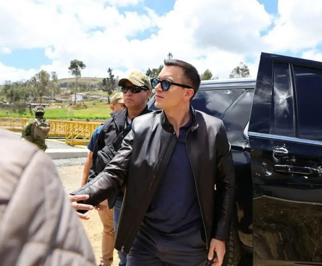 Ataque contra el presidente de Ecuador, Daniel Noboa. FOTO: Tomada de las redes sociales 