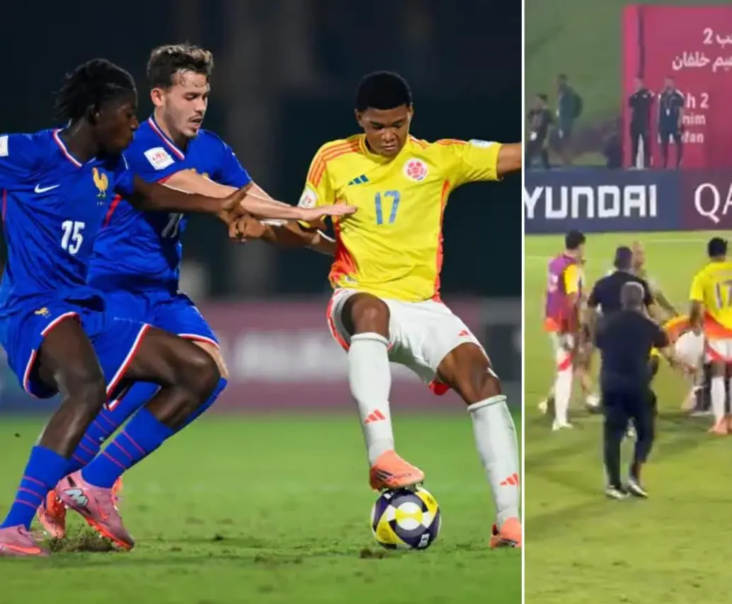 En pelea terminó el partido entre Colombia y Francia en el Mundial Sub-17 en Catar. FOTO: GETTY