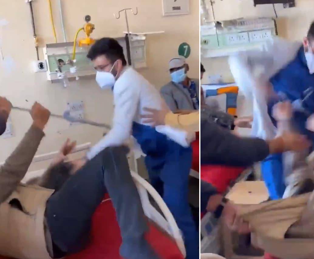 Un médico residente fue grabado golpeando a un paciente en un hospital en la India. FOTOS: Capturas de video 