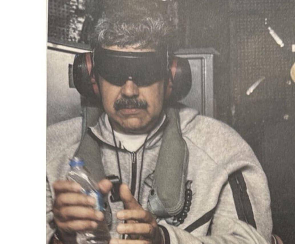 La primera imagen de Nicolás Maduro capturado. FOTO: Tomada de redes sociales Trump