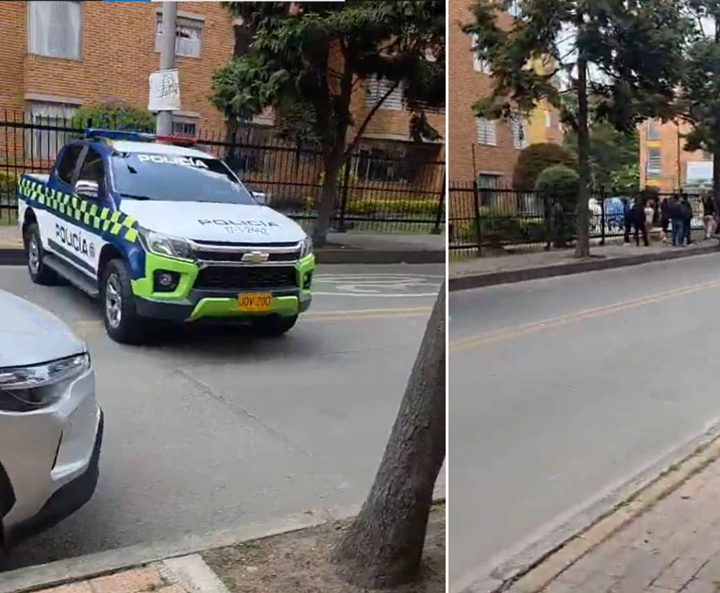 Un tiroteo en el norte de Bogotá dejó tres soldados heridos. Las autoridades acordonaron la zona para adelantar la investigación. FOTOS: Captura de video.
