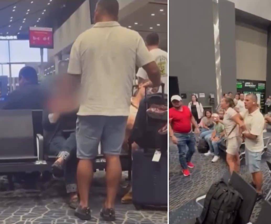 Una mujer fue brutalmente agredida en la sala de espera del aeropuerto El Dorado de Bogotá. FOTOS: Captura de pantalla 