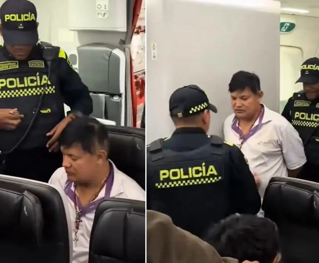 Sacaron a pasajero de un avión en Bogotá por presunto comportamiento indebido; las autoridades investigan el caso. FOTOS: Capturas de pantalla 