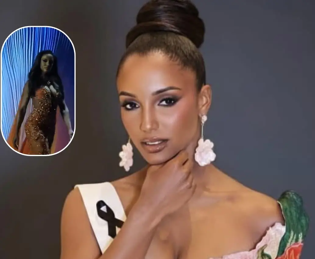 Gabrielle Henry, la Miss Jamaica, sufrió una caída durante la gala preliminar del Miss Universo 2025 en Tailandia. FOTOS: Captura de video - Instagram @oficialgabriellehenry