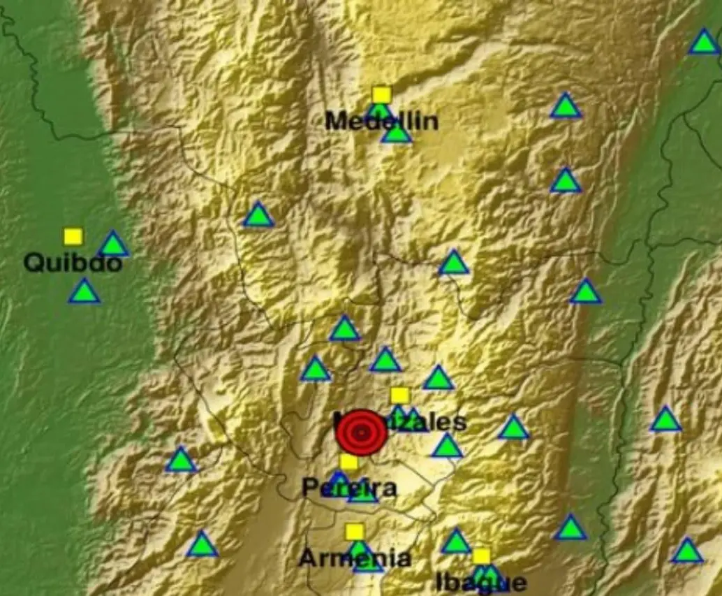 Tembló hoy 30 de diciembre de 2025, en Palestina, Caldas. FOTO: Tomada de X @sgcol