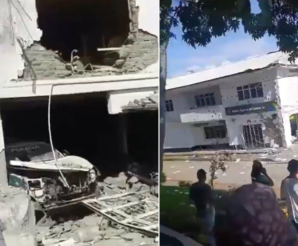 Un ataque armado se produjo este martes en el municipio de Buenos Aires, Cauca, por parte de disidencias de las Farc. FOTOS: Capturas de video 