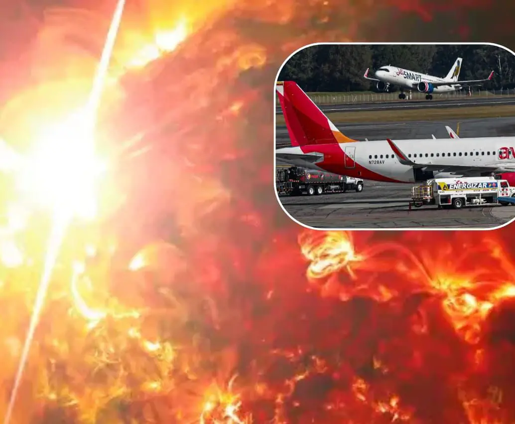 Una erupción solar podría afectar los vuelos en Colombia, según la Aeronáutica Civil. FOTOS: Nasa y Manuel Saldarriaga 