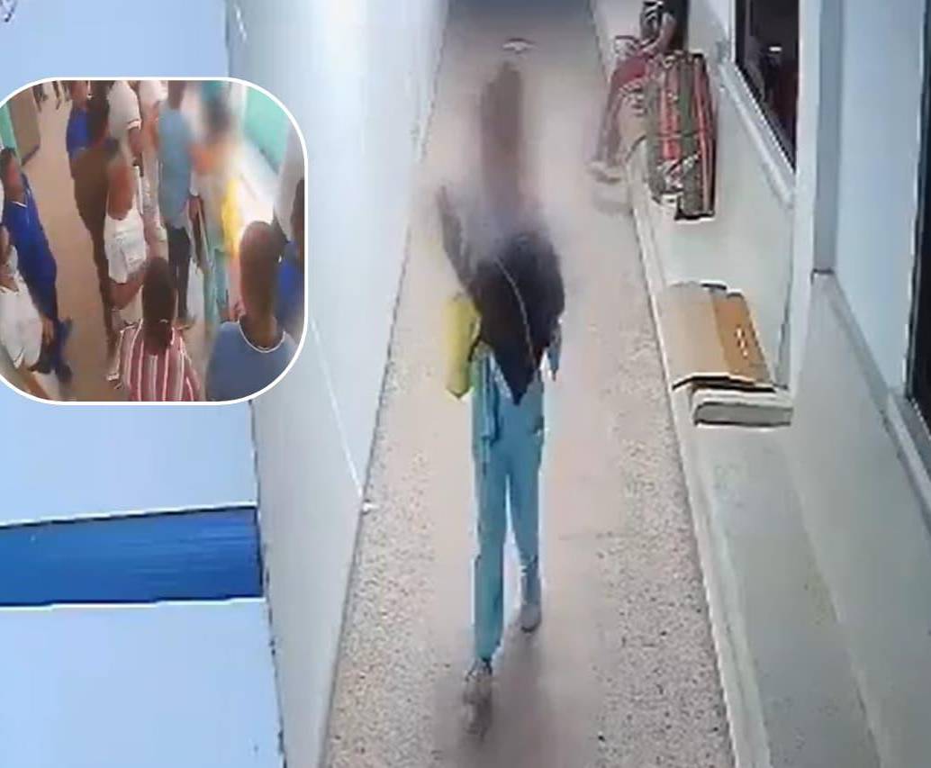 Una mujer intentó robar un bebé de un hospital en Magangué, Bolívar. El caso quedó registrado en cámaras de seguridad. FOTO: Captura de video 