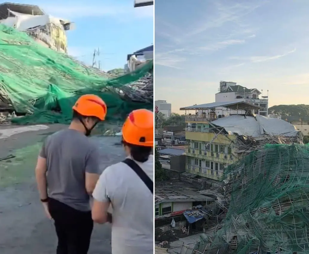 Edificio en construcción de 9 pisos colapsó en Filipinas y dejó tres muertos y varios desaparecidos. FOTOS: Tomada de X @adnnoticiasmx - captura de video