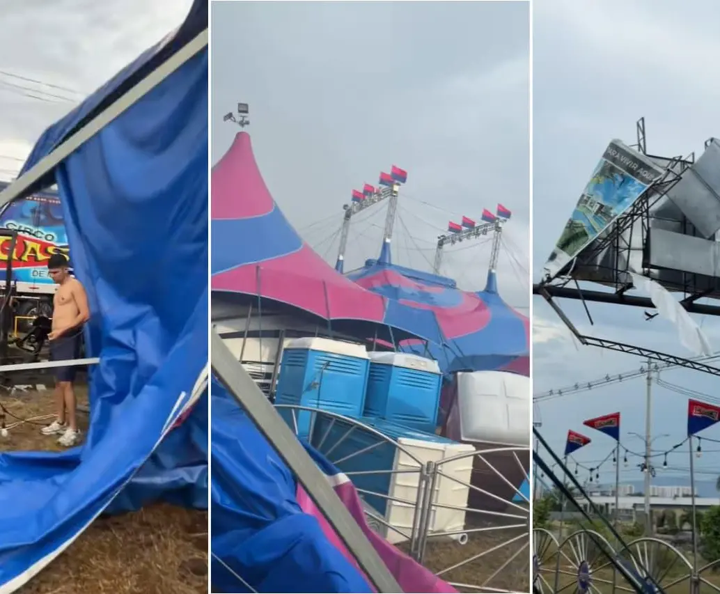 El Circo Hermanos Gasca casi se cae debido a una fuerte tormenta en el departamento del Huila. FOTOS: Capturas de video 