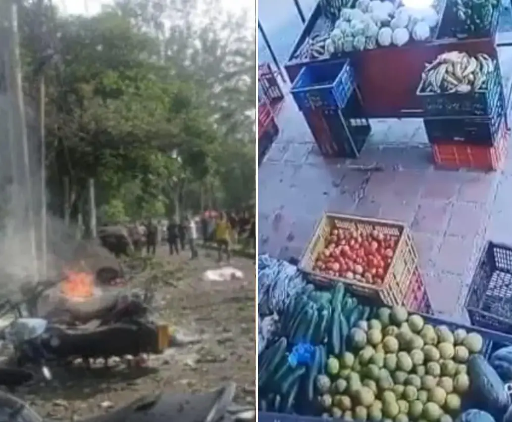Video captó los minutos antes de una explosión en un minimercado de Cali. FOTOS: Capturas de pantalla 