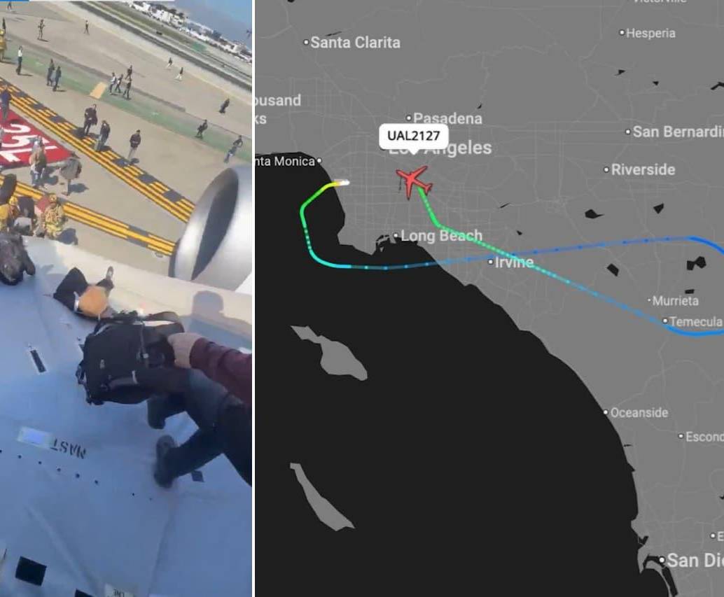 Avión de United Airlines realizó aterrizaje de emergencia en el Aeropuerto de Los Ángeles. FOTOS: Capturas de video