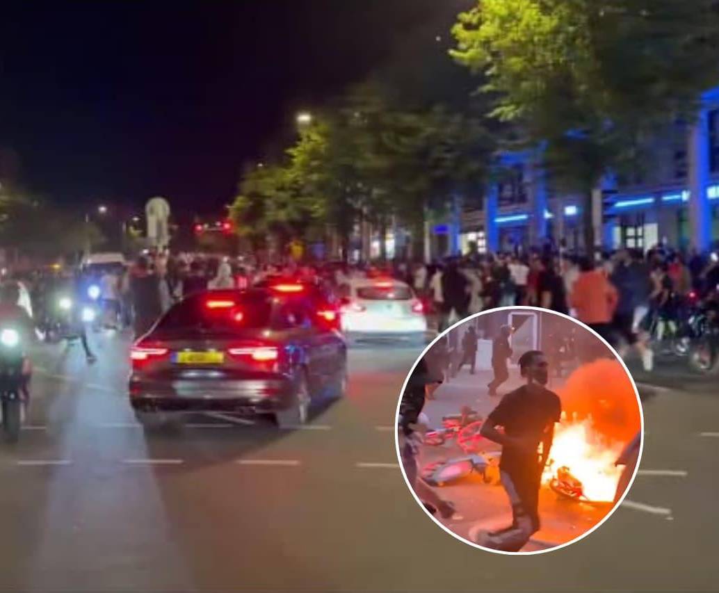 Caos en Londres: violentos disturbios tras el partido entre Francia y Marruecos. FOTOS: Capturas de video X @MundoEConflicto