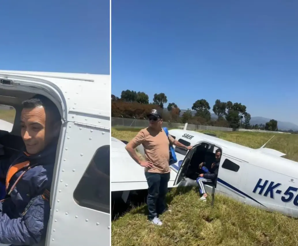 Jhon Alex Castaño presentó un incidente al aterrizar al aeropuerto de Paipa, Boyacá. FOTO: Captura de video 