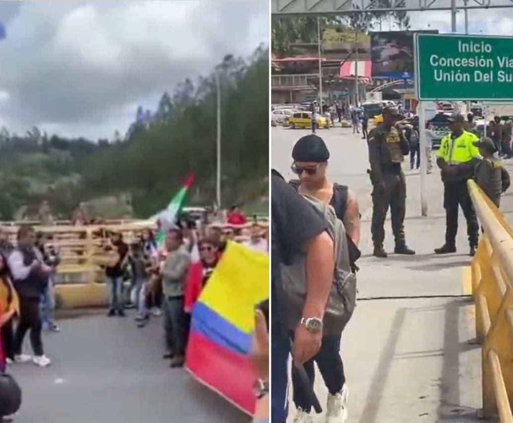 Transportadores de Ecuador y Colombia se unieron para protestar por los aranceles del 30 % entre ambos países. FOTOS: Capturas de video 