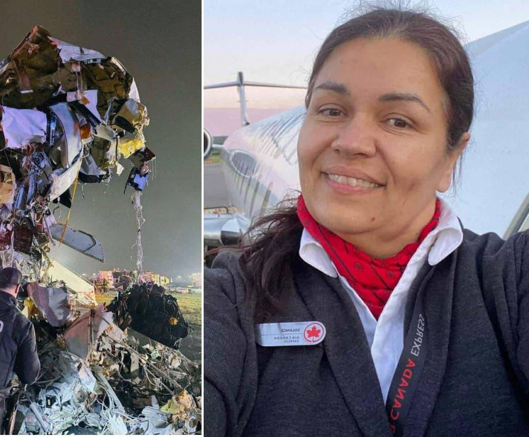 Solange Tremblay sobrevivió al accidente aéreo en el aeropuerto LaGuardia en Nueva York. FOTOS: (izq) tomada de X <a rel="nofollow" href="https://x.com/JohnCremeansX">@JohnCremeansX</a> - (derecha) tomada de redes sociales