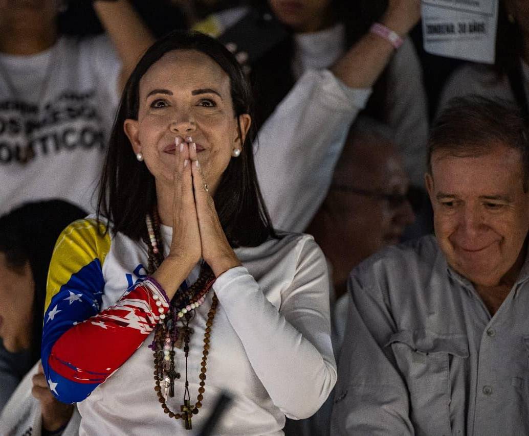 María Corina Machado dedicó el Nobel de la Paz “al pueblo de Venezuela” y reafirmó su compromiso con la lucha democrática frente al gobierno de Nicolás Maduro. FOTO: Getty Images. 