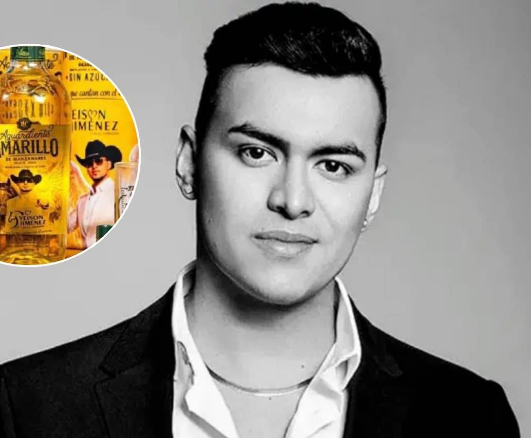 Estarían sacando botellas de Aguardiente Amarillo con el rostro de Yeison Jiménez. FOTO: Fotos - cortesía y tomada de las redes sociales 