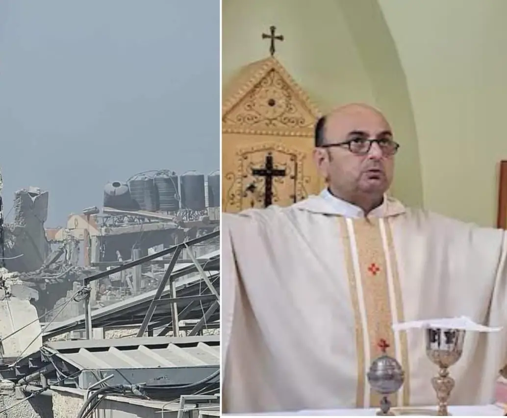 Bombardeo en la única iglesia católica de la ciudad de Gaza. FOTOS: Tomada de X - Universitarios católicos <a rel="nofollow" href="https://x.com/UniCatolicos_es">@UniCatolicos_es</a>
