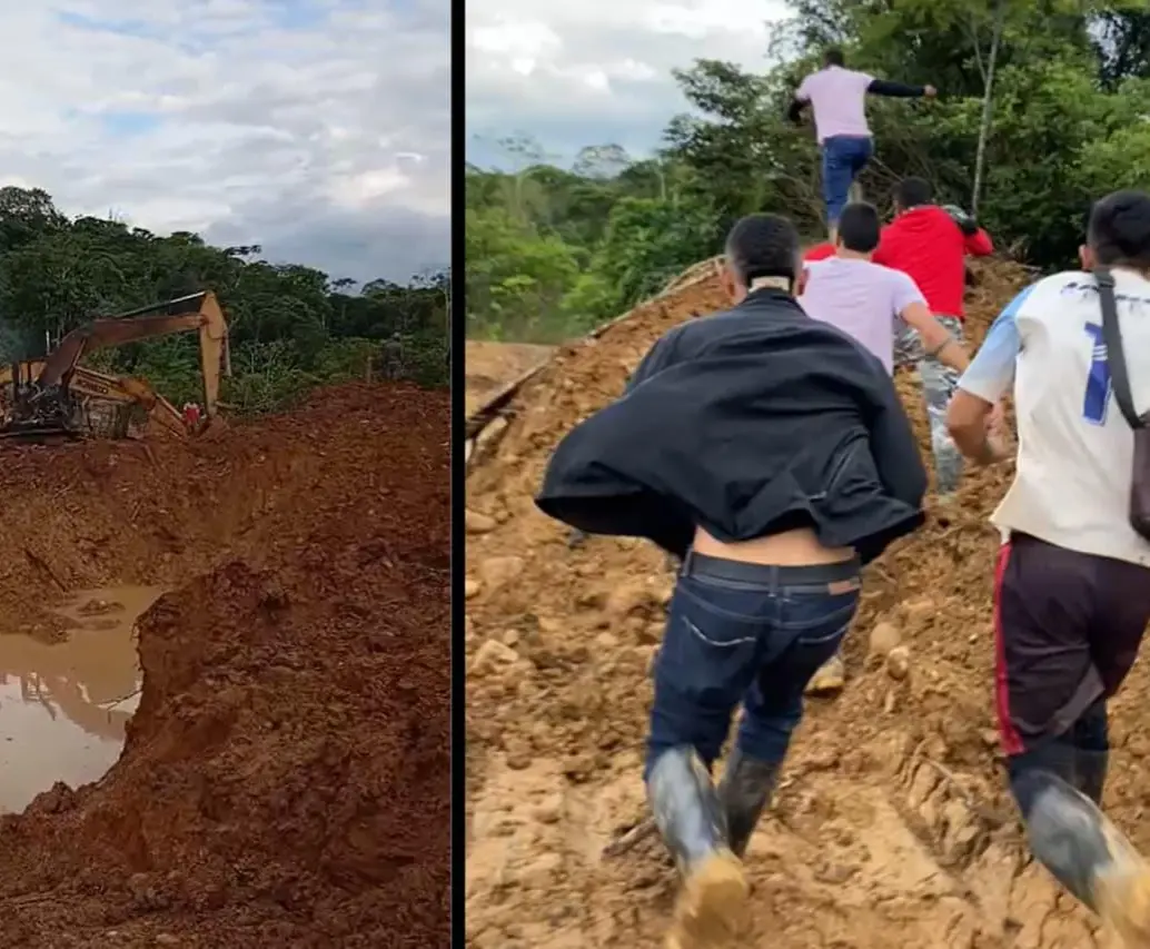 Tropas del Ejército descubrieron una mina ilegal en Puerto Guzmán, Putumayo. FOTOS: Capturas de video 