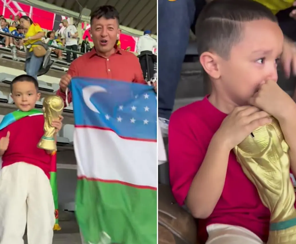 El padre del niño de Uzbekistán agradeció a los hinchas colombianos por el gesto que tuvieron con su hijo. FOTOS: Tomada de Instagram @khatamov.bektosh