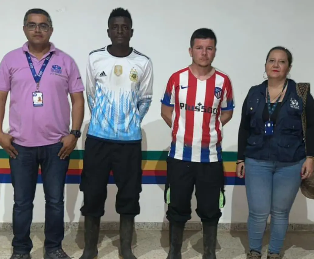 Ángel González Garcés y Édgar Mina Carabalí fueron liberados. FOTO: Defensoría del Pueblo