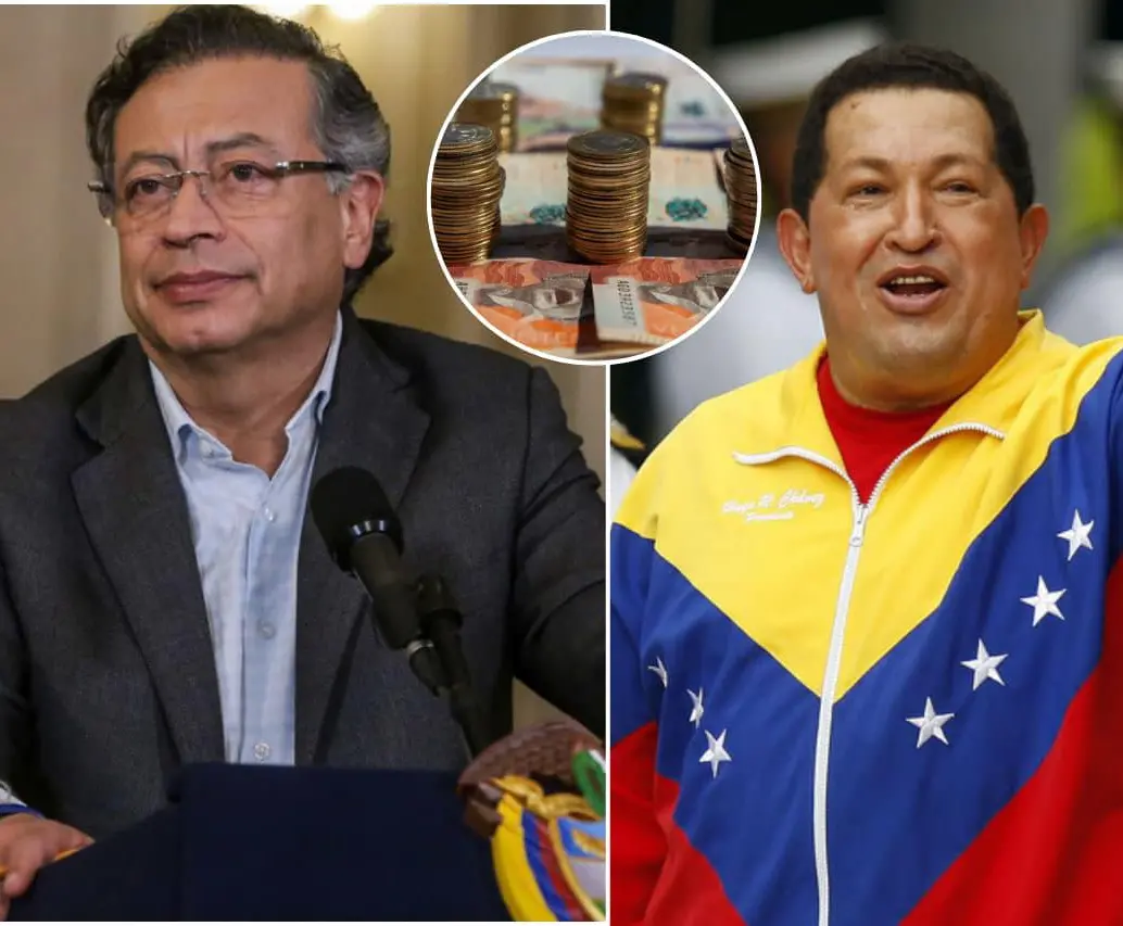 Gustavo Petro (izquierda) decretó un aumento del salario mínimo en Colombia del 23,78 % para 2026. Hugo Chávez hizo lo mismo en Venezuela con un incremento del 30 % en 2011. FOTOS: Colprensa