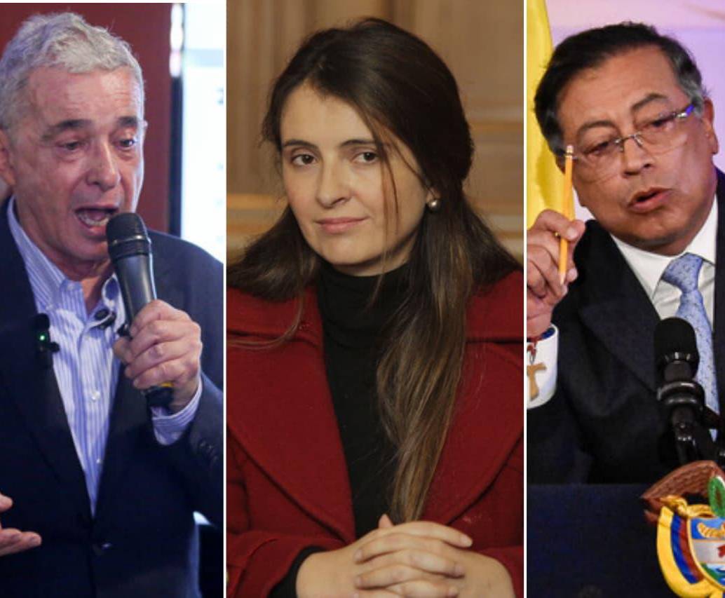 Álvaro Uribe (izquierda) advirtió que Gustavo Petro ha atacado a Paloma Valencia, lo que -según él- podría derivar en un magnicidio como el de Miguel Uribe Turbay. FOTOS: Colprensa