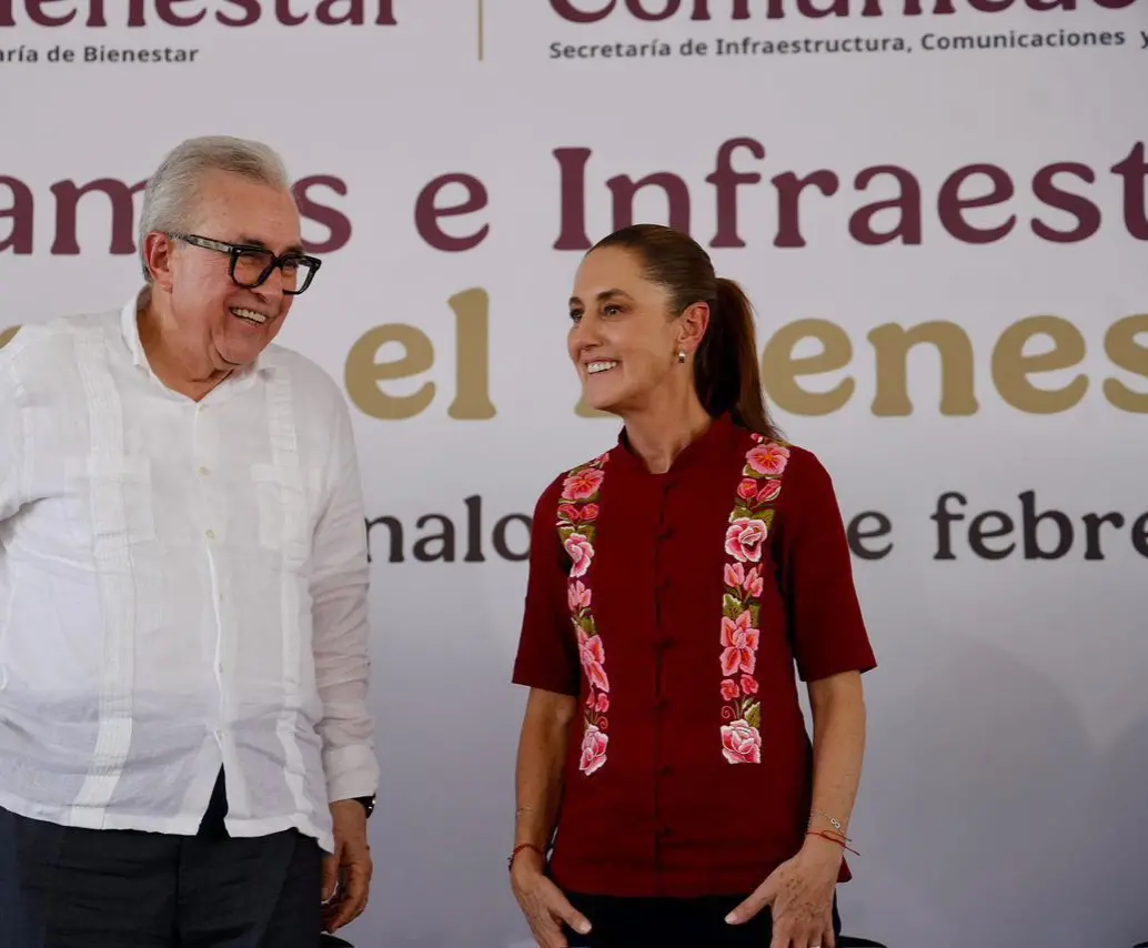 En la izquierda, Rubén Rocha, gobernador de Sinaloa, y Claudia Sheinbaum, presidenta de México. Foto: cuenta de X @rochamoya_