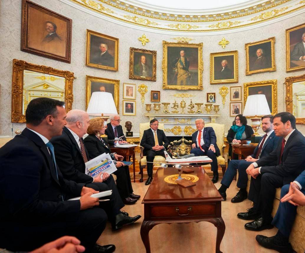 Reunión de Gustavo Petro y Donald Trump en la Casa Blanca en Estados Unidos el 3 de febrero. FOTO PRESIDENCIA