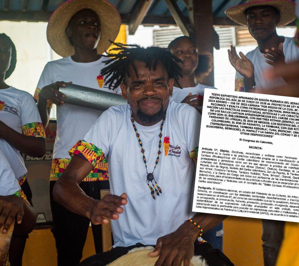 Cantadoras y músicos del Urabá antioqueño interpretan bullerengue durante una muestra cultural en Turbo, donde grupos culturales mantienen viva esta tradición afrocolombiana. FOTO EL COLOMBIANO