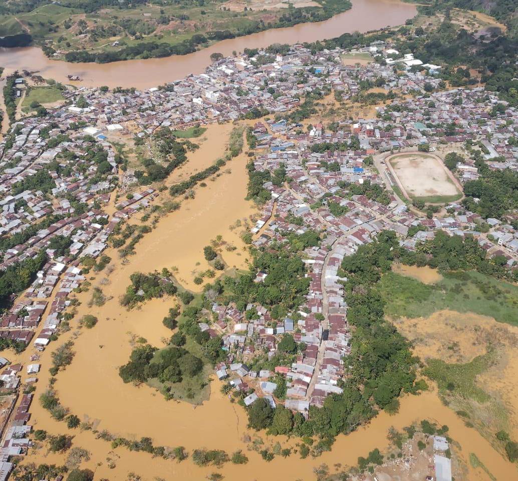 Es la inundación más grande en el municipio desde 1984. FOTO: GOBERNACIÓN DE ANTIOQUIA