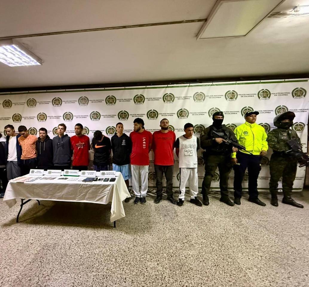 11 captrados en Itagüí por venta de estupefacientes. FOTO: CORTESÍA ALCALDÍA DE ITAGÜÍ
