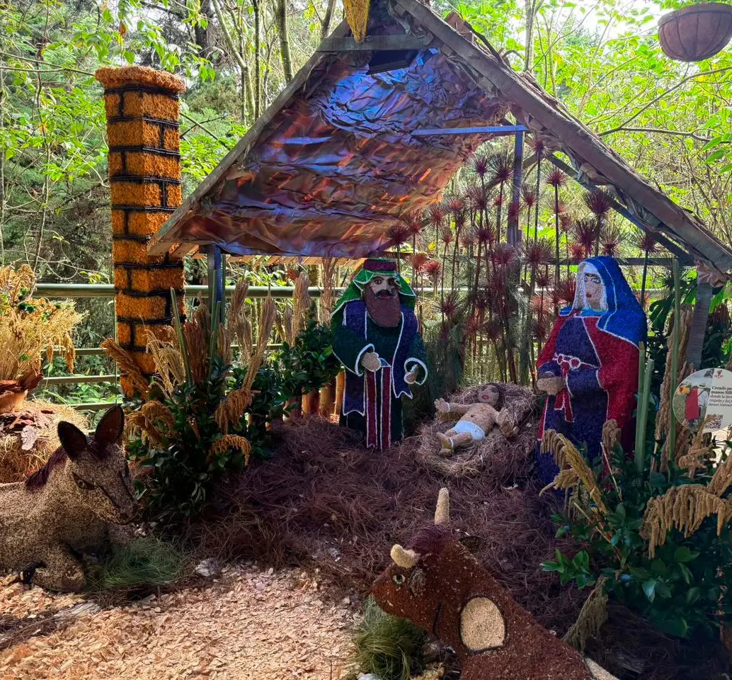 Este es el pesebre realizado por la Corporación de Silleteros de Santa Elena. FOTO: Cortesía Parque Arví